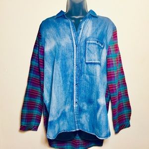 Very J Jean/ Plaid Button Down Shirt